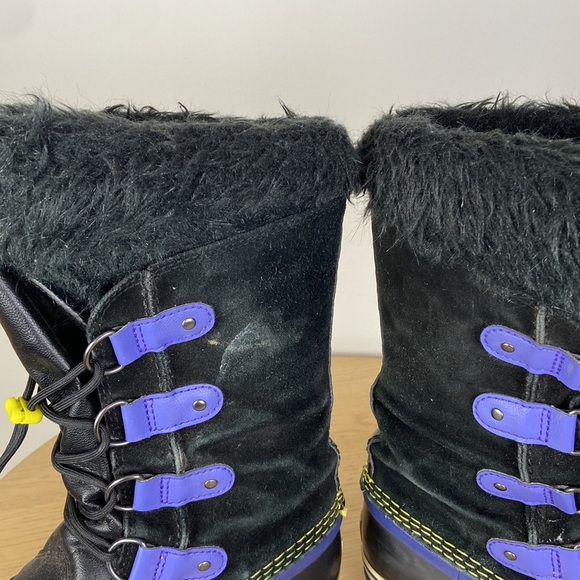 Sorel Womens 5 Tall Faux Fur Black and Purple Waterproof Snow Boot Winter Casual - Picture 4 of 9